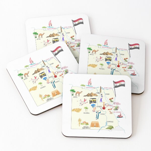 Item preview, Egypt map,major cities  names flag Egyptian national symbols and landmarks  خريطة جمهورية مصر العربية مع اهم  المدن المعالم الاقتصادية والاجتماعية والسياحية designed and sold by mashmosh.