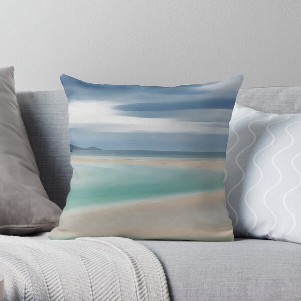 Blue Throw Pillows, Turquoise Gray White and Teal Coastal Beach