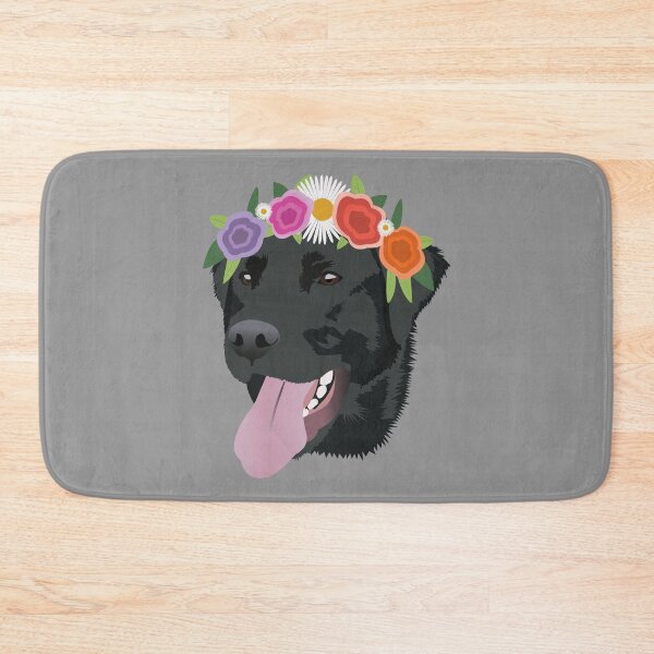 Item preview, Black Lab wearing a Flower Crown designed and sold by KCPetPortraits.