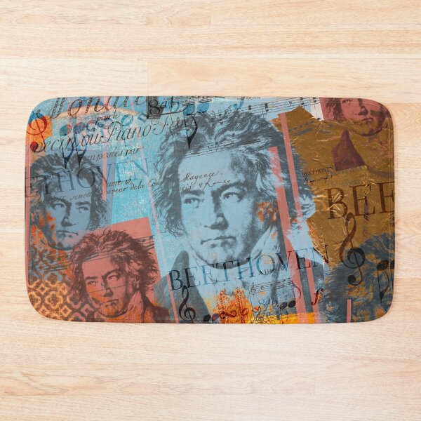 Ludwig van Beethoven portrait, mouse living, aesthetic collage Bath Mat