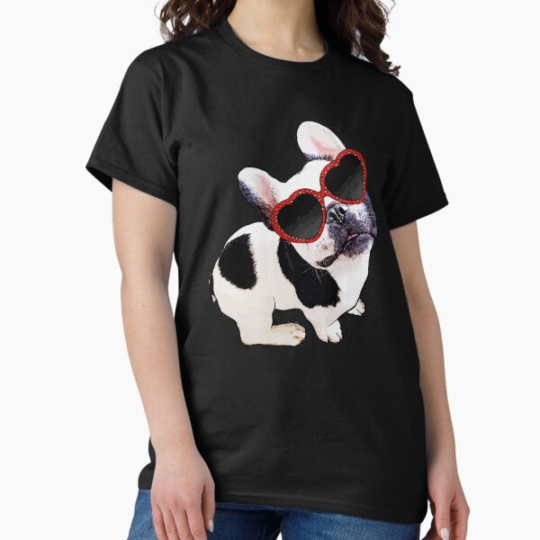Vista previa del artículo con la obra «Gafas de sol rojas bulldog francés», diseñado y vendido por Collagedream.