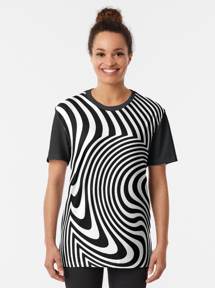 Optical Illusion Op Art Black And White T Shirt By Artsandsoul