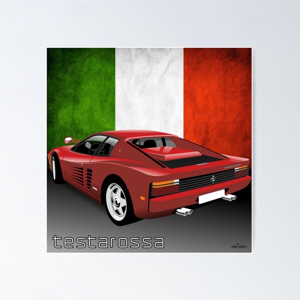 Ferrari Testarossa from Miami Vice Poster for Sale by car2oonz