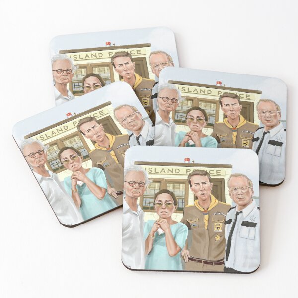 Item preview, Island Police Moonrise Kingdom Fanart Caricature by Cara Dunning designed and sold by caradunningart.