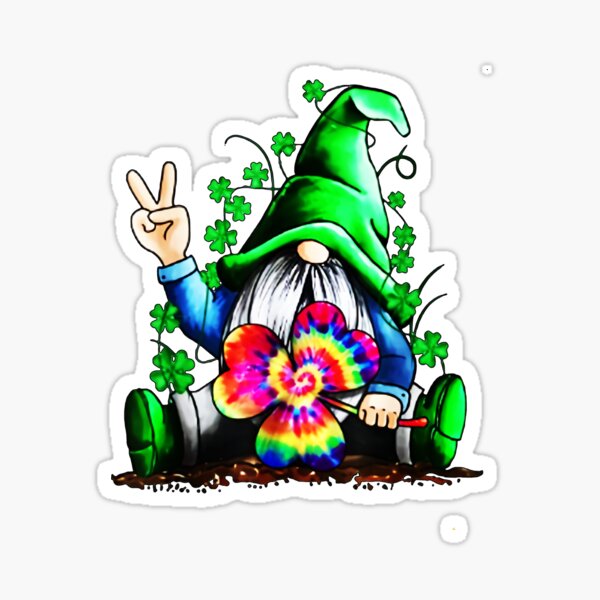 Gnome Hippie Shamrock Tie Dye Leprechaun Gnomies St Patricks T-Shirt Women Men Gifts T-Shirt Sticker