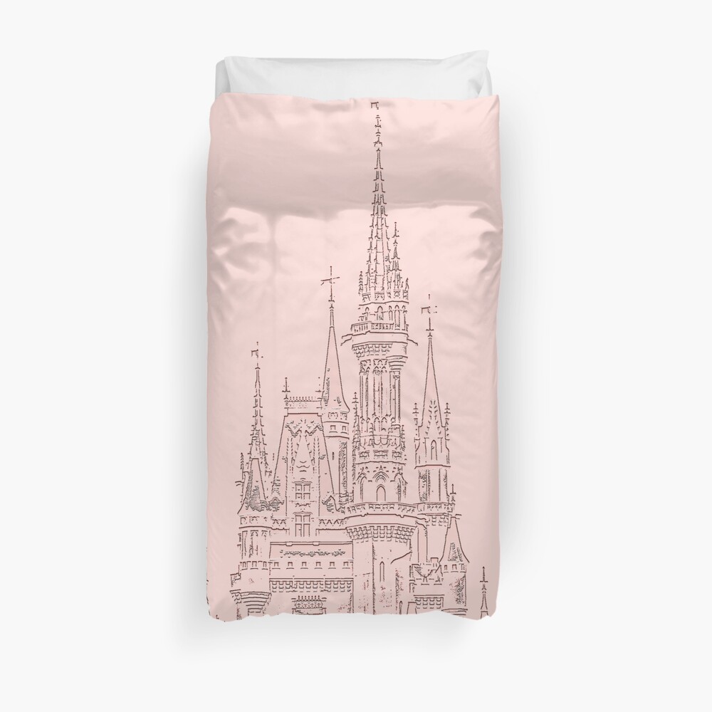 Rose Gold Magic Castle Carving Duvet Cover