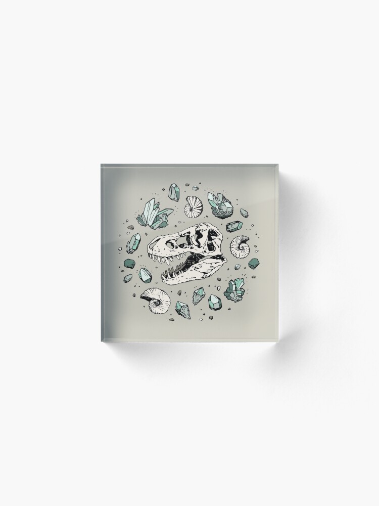 Alternate view of Geo-rex Vortex | Aquamarine | Dinosaur Skull Fossil Art Acrylic Block