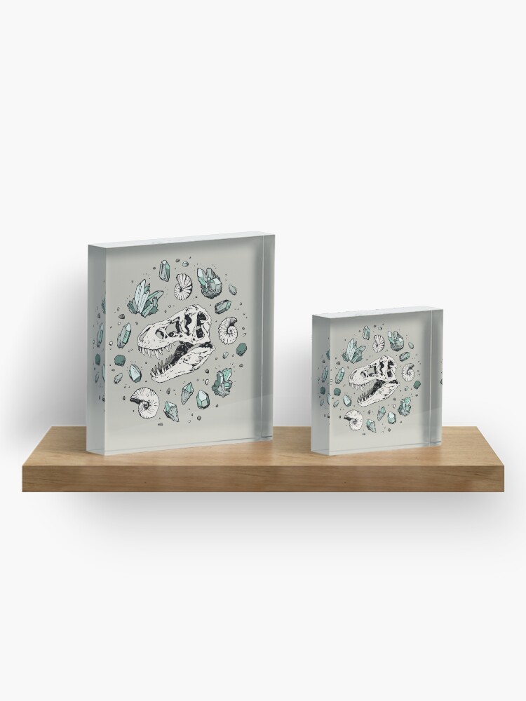 Alternate view of Geo-rex Vortex | Aquamarine | Dinosaur Skull Fossil Art Acrylic Block