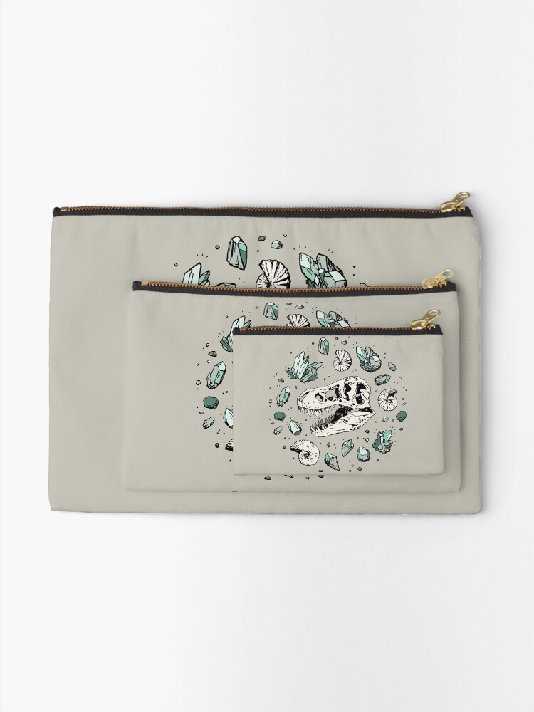 Alternate view of Geo-rex Vortex | Aquamarine | Dinosaur Skull Fossil Art Zipper Pouch