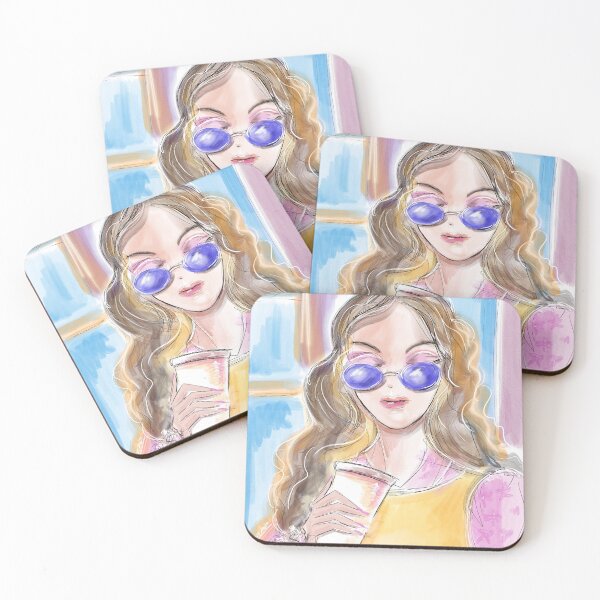 Item preview, Sunglasses girl with a coffee mug designed and sold by PG Illustration.