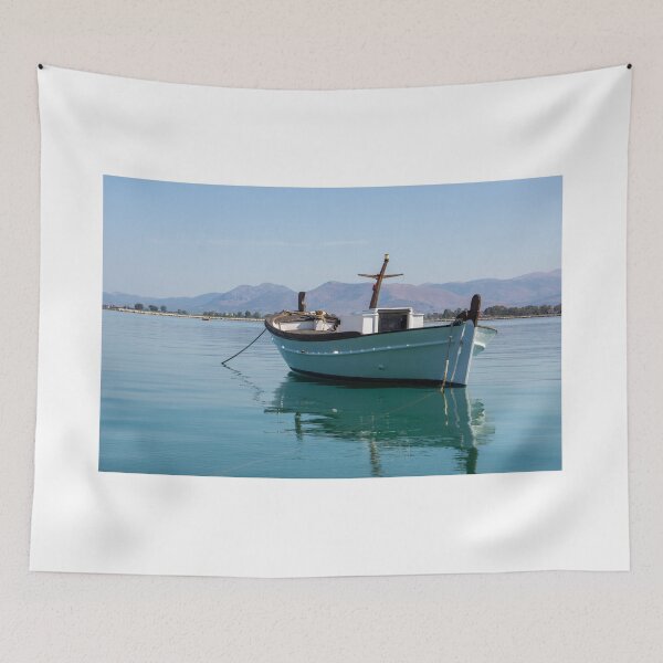 Item preview, Greek white boat. designed and sold by Anne Scantlebury.
