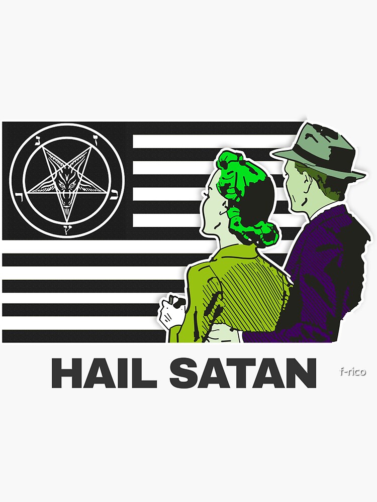 Hail Satan with Satanic Flag Zombie Colorized by f-rico