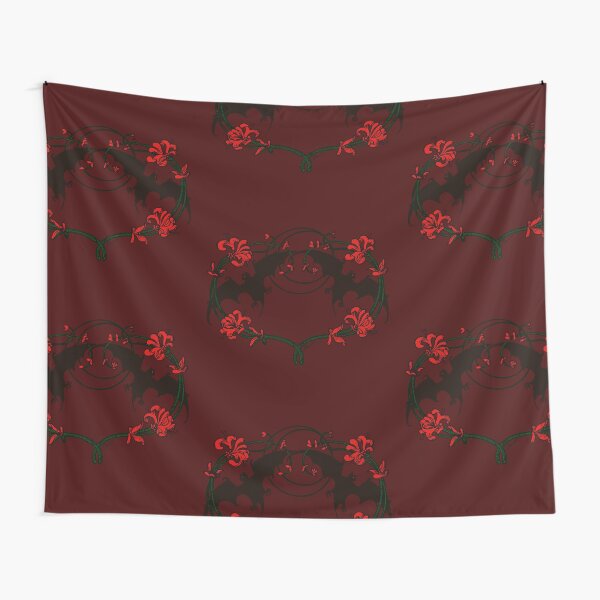 Halloween Goth Red Flowers Vampire Bats Tapestry