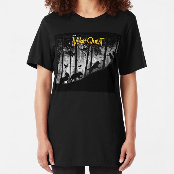 Wolf Pack in Storm - WolfQuest Dream Slim Fit T-Shirt