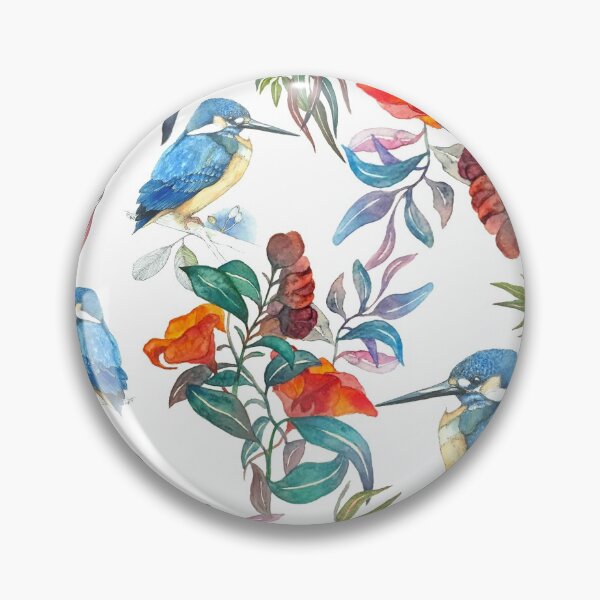 Item preview, kingfisher with flowers designed and sold by Clare Kelly.