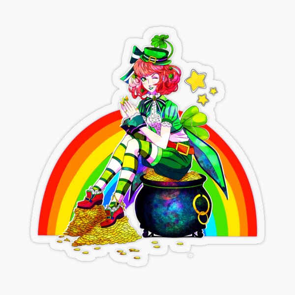 St.Patrick's Day celebration flat anime style background. Leprechaun man in  green hat with green beer Generative ai Stock Illustration | Adobe Stock