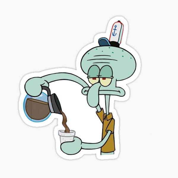 squidward coffee Sticker