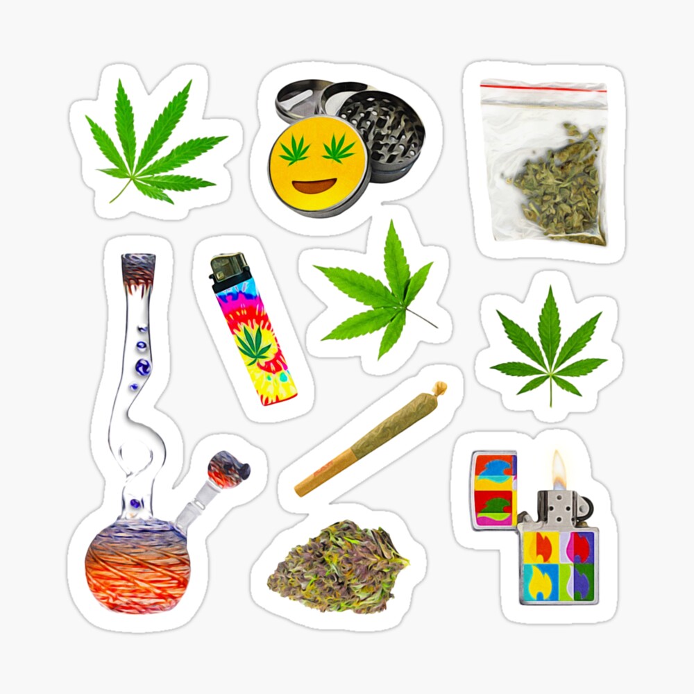 100 pcs Smoking Sticker Pack Weed Leaf 420 Trippy Cannabis