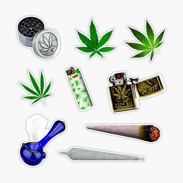 100 pcs Smoking Sticker Pack Weed Leaf 420 Trippy Cannabis