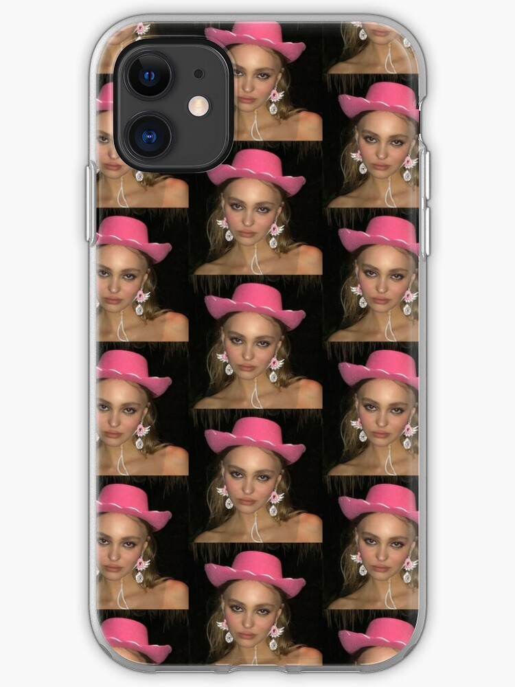 Lily Rose Depp In A Pink Cowboy Hat Iphone Case Cover By Jaydamora Redbubble - pink cowgirl hat roblox