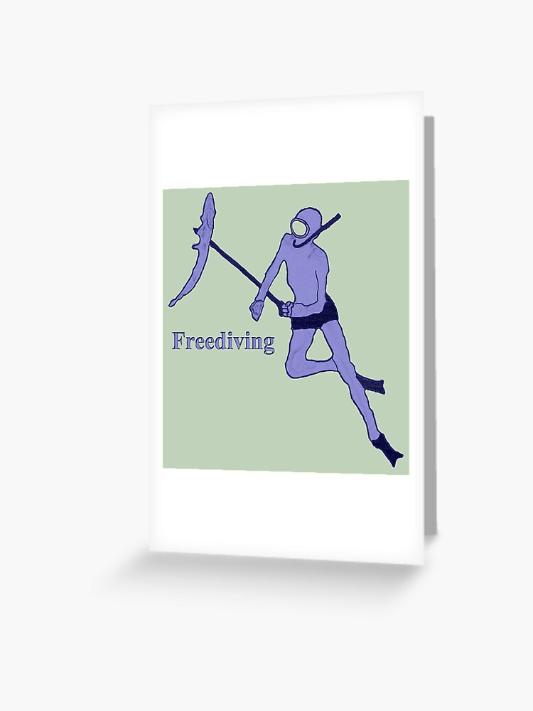 Vintage Spearfishing Freediver with Pole Spear and Fish Greeting Card for  Sale by urmaddad