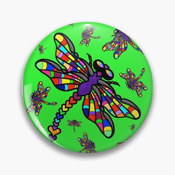 Item preview, Colourful Dragonflies. The original multi-coloured Dragonflyght - on Green! by Amanda M Lucas designed and sold by Amanda Lucas.