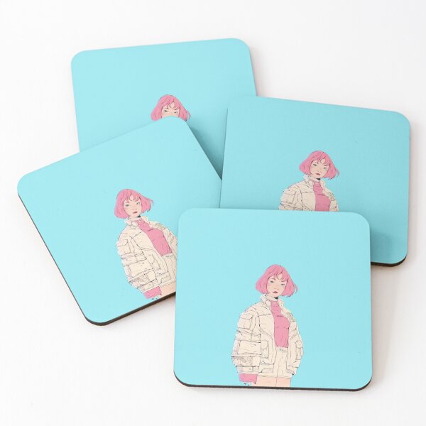 Item preview, Japanese anime hipster girl with pink hair wearing baggy jacket designed and sold by MindChirp.