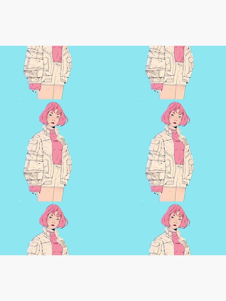 Japanese anime hipster girl with pink hair wearing baggy jacket Socks