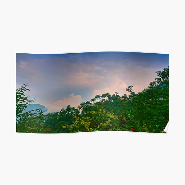 A cottage on the top of the Mountain Poster