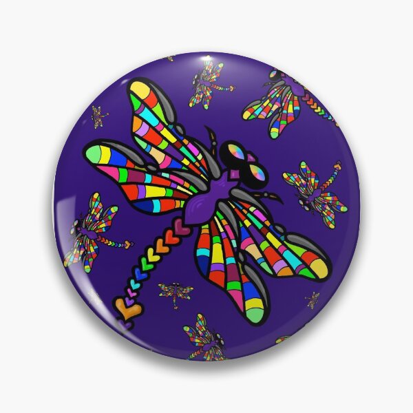 Item preview, Colourful Dragonflies. The original multi-coloured Dragonflyght - on Dark Blue! by Amanda M Lucas designed and sold by Amanda Lucas.