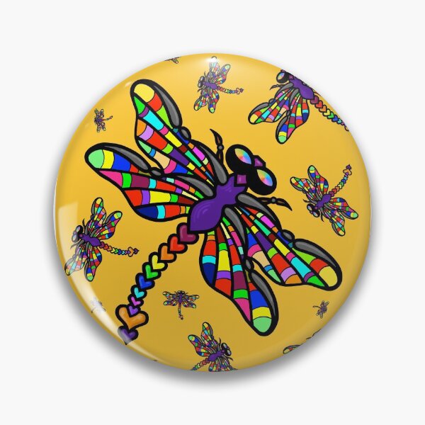 Item preview, Colourful Dragonflies. The original multi-coloured Dragonflyght - on Yellow! by Amanda M Lucas designed and sold by Amanda Lucas.