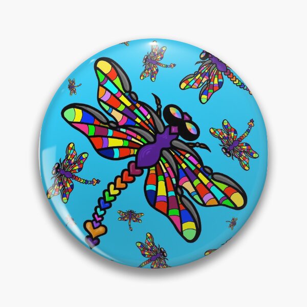 Item preview, Colourful Dragonflies. The original multi-coloured Dragonflyght - on Light Blue! by Amanda M Lucas designed and sold by Amanda Lucas.