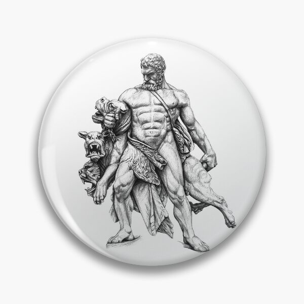 Item preview, Drawing of Hercules capturing Cerberus for white and light background designed and sold by IraPanyukova.