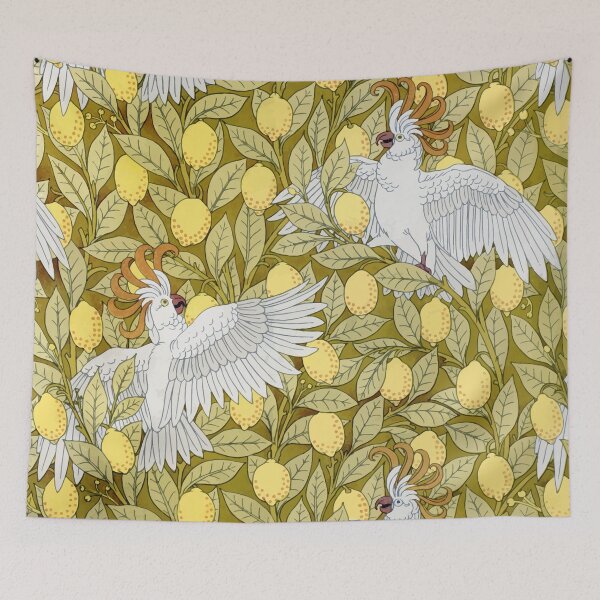 Item preview, Cockatoos and Lemons Cretonne From Animal in Decoration by Maurice Pillard Verneuil designed and sold by digitalvintage.