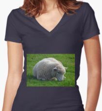 Don't Be Blue Little Ewe.... Dorset UK Women's Fitted V-Neck T-Shirt