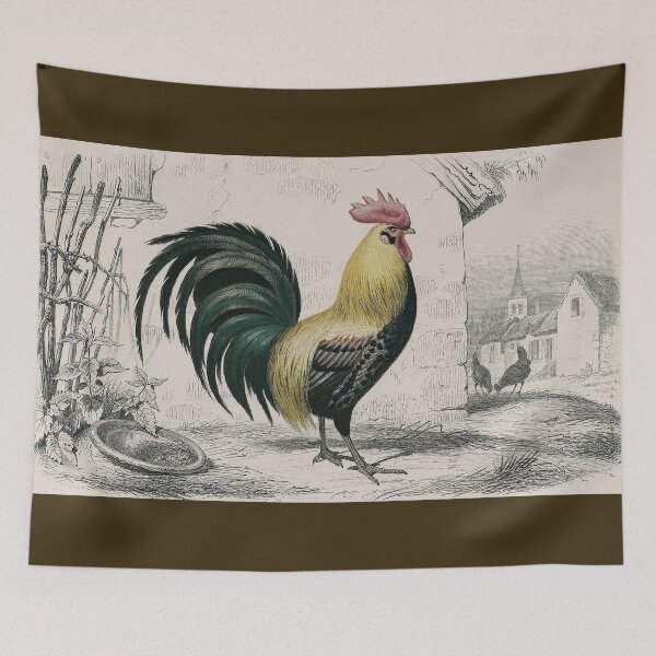 Item preview, Antique Hand Colored Rooster Engraving  designed and sold by FuzzyHoney.