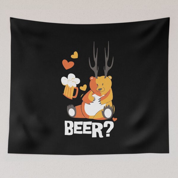 Item preview, Beer? Drunk Bear with Horns Wants more Beer designed and sold by Space-Bug.