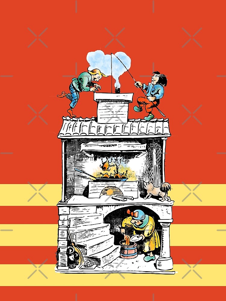 Thumbnail 3 von 3, Tuch, Max und Moritz klauen Hühner, niedliche Illustration mit Wilhelm Busch Figuren designt und verkauft von Mauswohn.