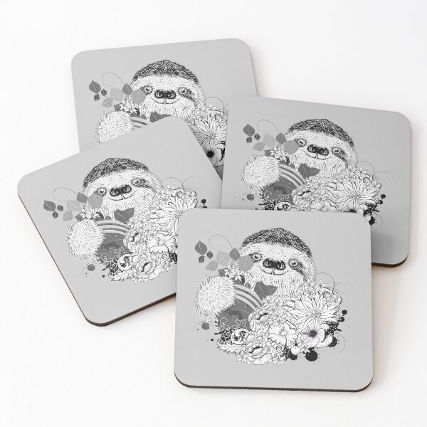 Item preview, Drawing of a sloth with lush flowers designed and sold by Kisho.