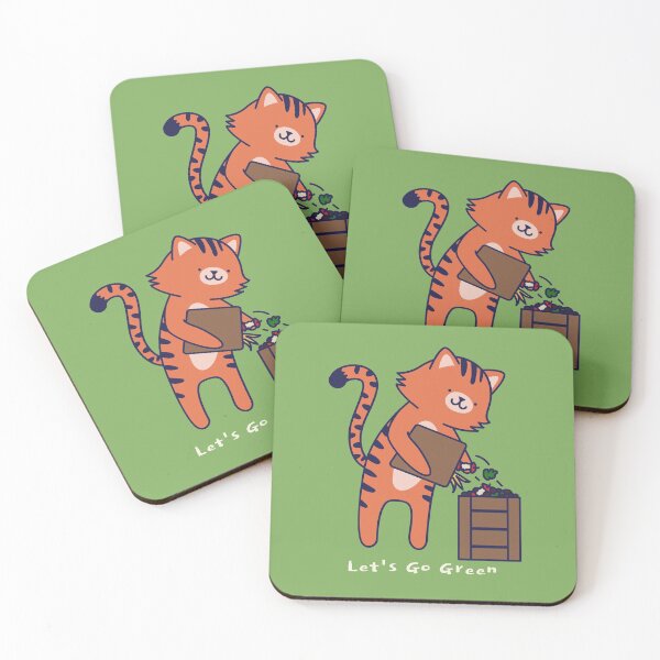 Item preview, Let's Go Green- Cute Kawaii Cat- Sustainability designed and sold by EvaWolf.