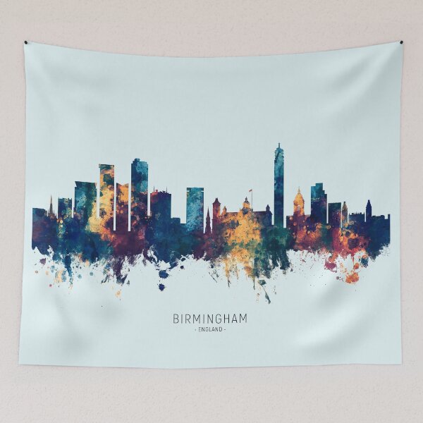 Aperçu de l'œuvre Birmingham England Skyline créée et vendue par ArtPrints.