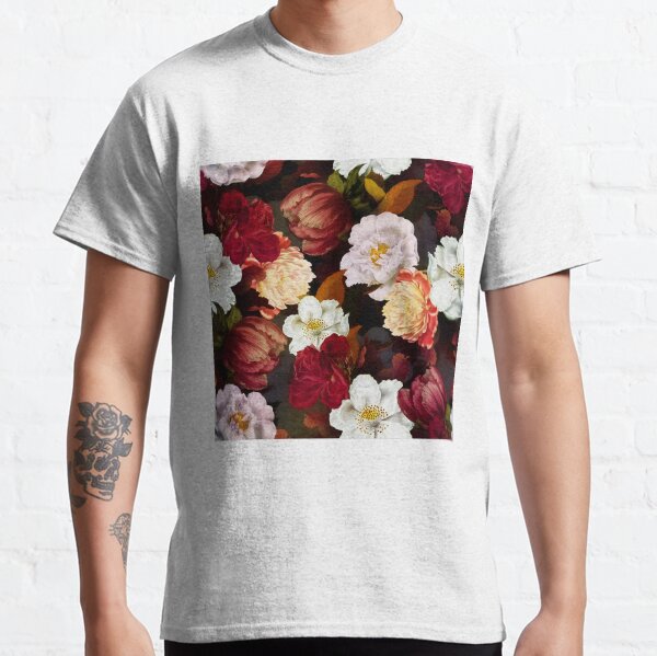 Antique Midnight Botanical Flower Rose Botanical Night Garden Classic T-Shirt