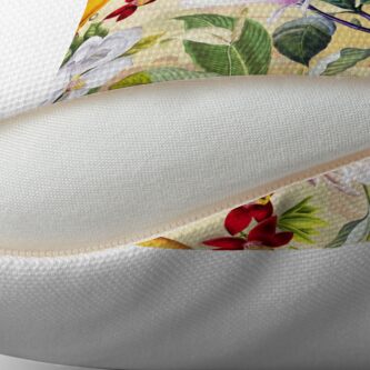 Alternate view of Vintage Parrot Tropical Jungle Pattern Yellow Throw Pillow
