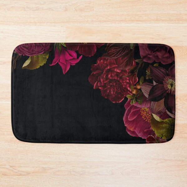 Item preview, Antique dark red roses and other flowers on black  Nightgarden designed and sold by UtArt.