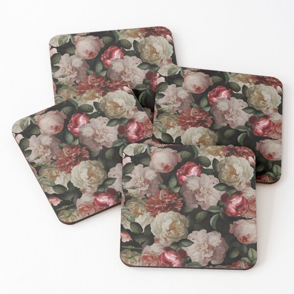 Item preview, Antique Jan Davidsz. de Heem Lush Roses Flowers On Black Botanical Night GardenPattern Nightgarden designed and sold by UtArt.