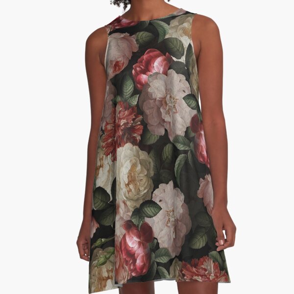 Item preview, Antique Jan Davidsz. de Heem Lush Roses Flowers On Black Botanical Night GardenPattern Nightgarden designed and sold by UtArt.