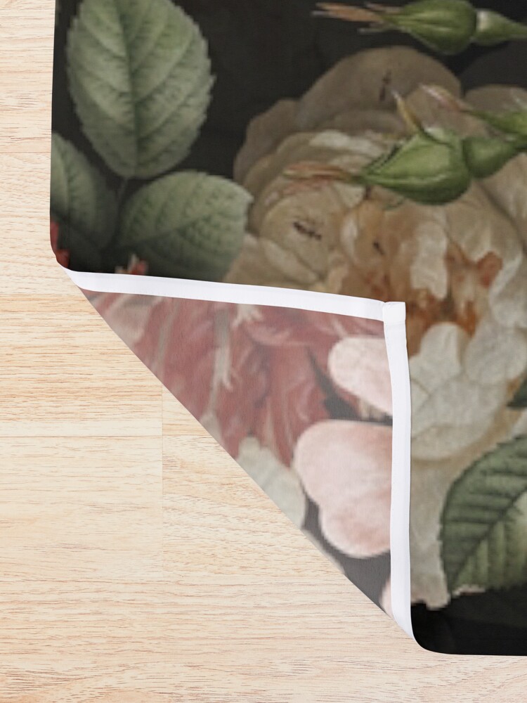 Alternate view of Antique Jan Davidsz. de Heem Lush Roses Flowers On Black Pattern Shower Curtain