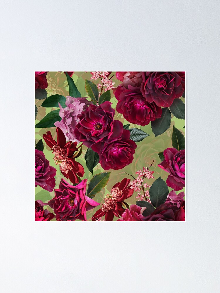 Alternate view of Antique Green Botanical Flower Rose Garden Poster