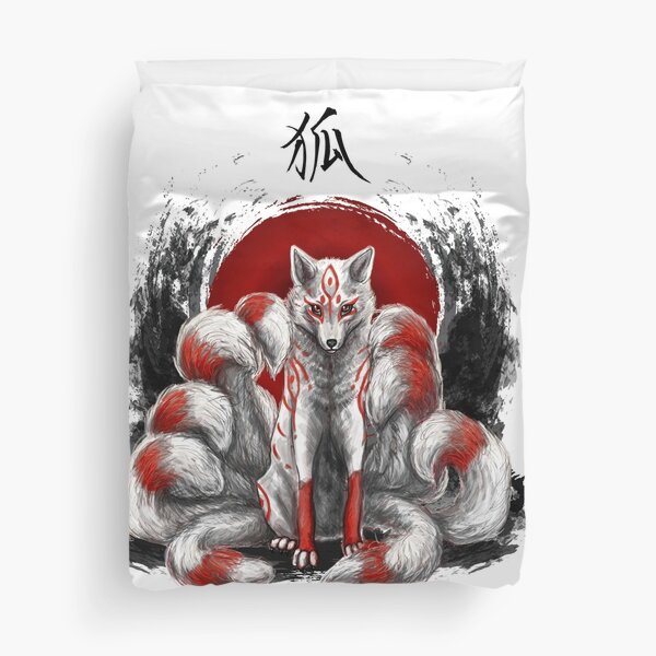 Japanese Nine Tailed Fox Kitsune Duvet Cover