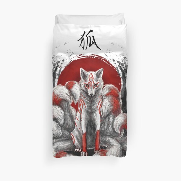 Japanese Nine Tailed Fox Kitsune Duvet Cover